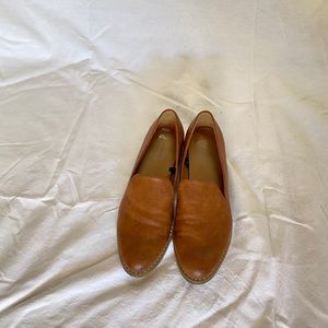 Indigo brown faux leather loafers